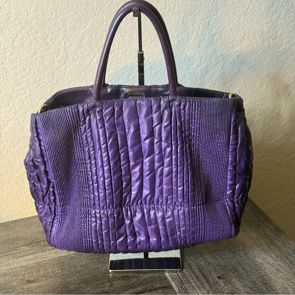 Prada Purple Nylon Leather Two-Way Bag - Picture 2 of 16
